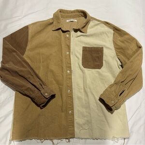 PacSun Tan and Cream Corduroy Button Down